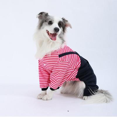 Pet Apparel Four Legged Pet Dog Jumpsuit Warm Windproof Pet Sweatshirt Thickened Striped Dog Clothing Medium Large Dogs