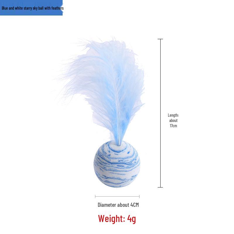 Starry Sky Cat Toy Ball with Feather - Bite-Resistant, Self-Entertaining Elastic Ball
