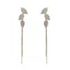 925 Silver Needle Green Red Butterfly Long Tassel Earrings For Women Jewelry Trending Korean Fashion Crystal Drop Earrings
