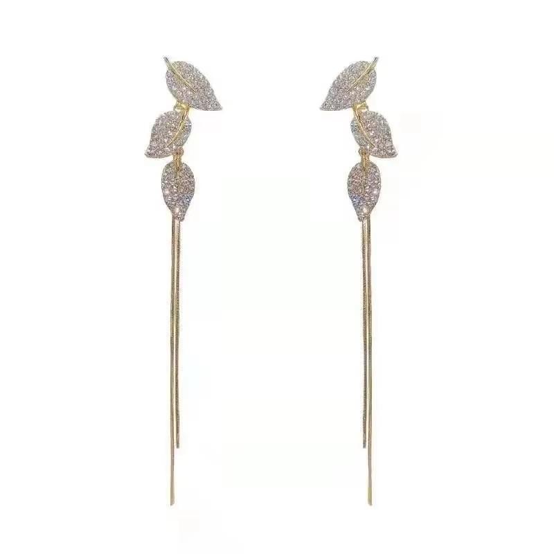925 Silver Needle Green Red Butterfly Long Tassel Earrings For Women Jewelry Trending Korean Fashion Crystal Drop Earrings