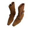 Fashion Elegant Women Ankle Boots Suede Heeled Shoes Designer 2025 Winter Retro Goth Fashion Boots New Trend Chunky Pumps Mujer Botas