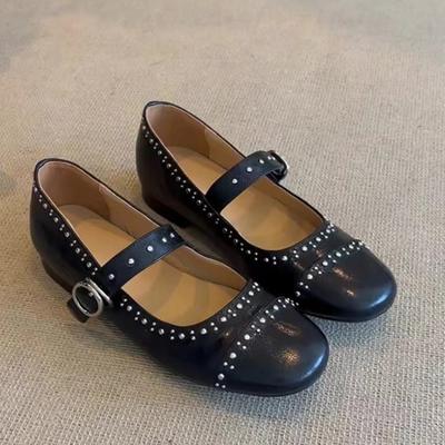 Spring Autumn Round Toe Crystal Women Mary Jane Shoes Fashion Shallow Mouth Flat Shoes Ladies Party Dress Low Heel Shoes