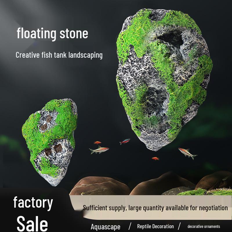 Floating Stone Aquarium Decor: Cross-border Avatar-Themed, Suspended Moss Stone for Fish Tank Landscaping