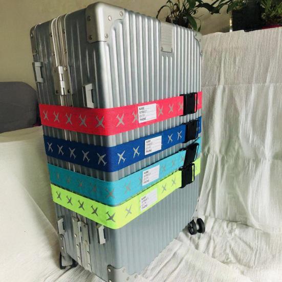 3 Kadranlı Şifreli Bagaj Kayışları Ayarlanabilir Ağır Hizmet Tipi Valiz Kemeri Yüksek Görünürlüklü Seyahat Aksesuarı