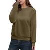 Damen Casual Fashion Top Einfarbig Rundhals Langarm Pullover Top