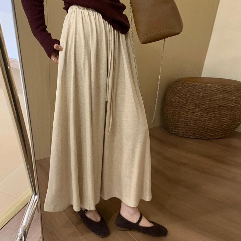 Women's Autumn High-Waist Versatile Casual Midi Skirt - Elegant Drapey Umbrella Skirt with Ladylike Flair
