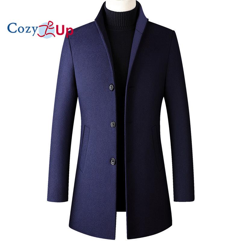 Cozy Up Men's Cashmere Blend Single Breasted Classic Coat with Stand Collar