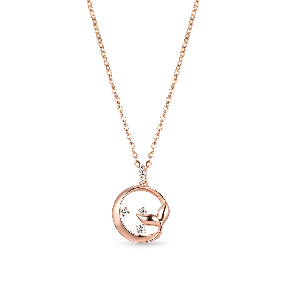Dorocy 14K Full Moon Whale Tail Moissanite Necklace
