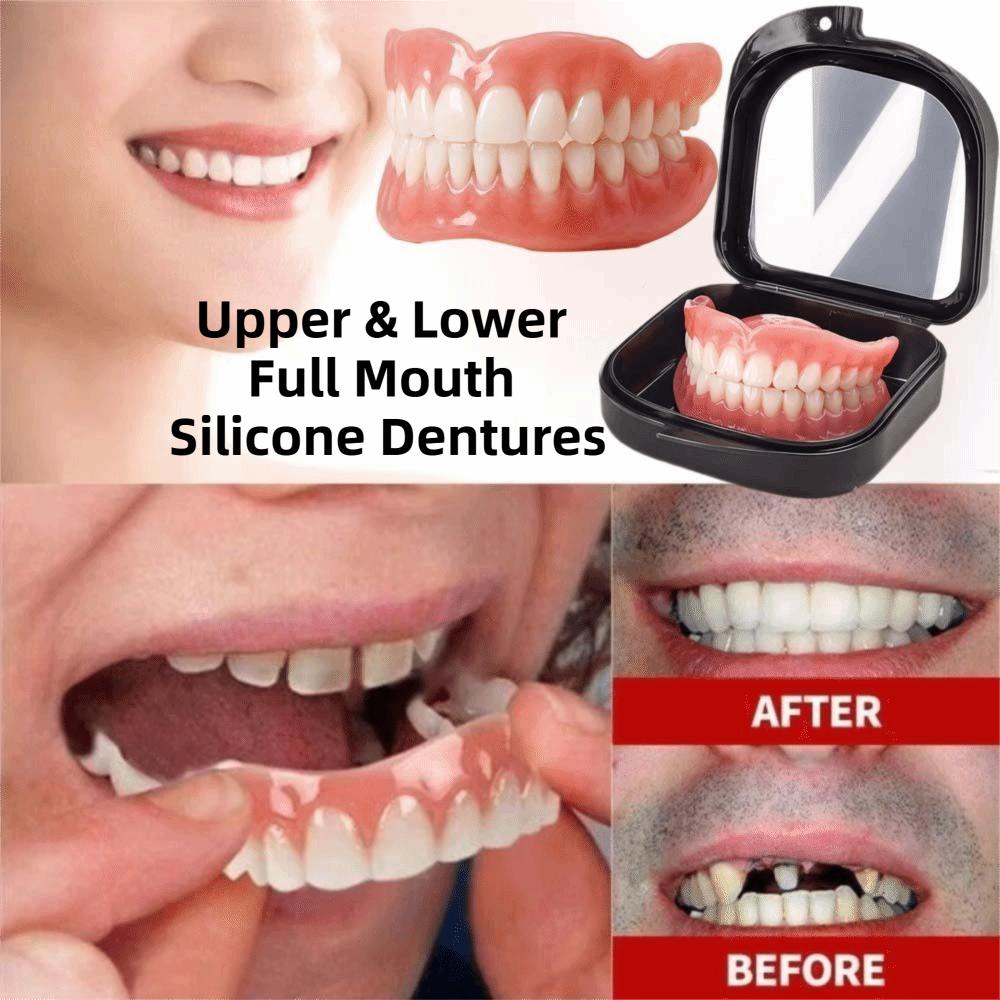 Bright Smi Full Mouth Silicone Dentures Soft Realistic False Teeth Beauty Use