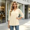 Women's Fashion Casual V-Neck Three-Quarter Sleeve Shirt