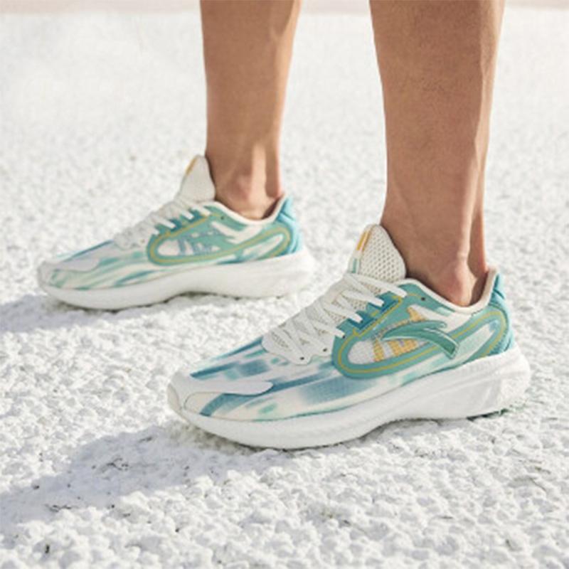 Anta Mars Foam Running Series Shock Absorbing Non-Slip Wear-Resistant Low-Top Running Shoes Men Sneakers White Green Yellow 112135585-5