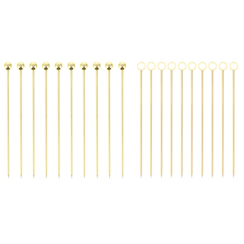 20pcs Stainless Steel Cocktail Picks Martini Pick Sticks Fruit Appetizer Skewers Bar Tools Party Supplies Metal Fruit Pick