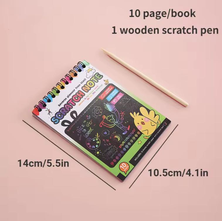 Montessori Scratch Painting Note Scratch Art Paper DIY Children Magic Rainbow Scraping Drawing Art Paper Notepad Stationery Toys