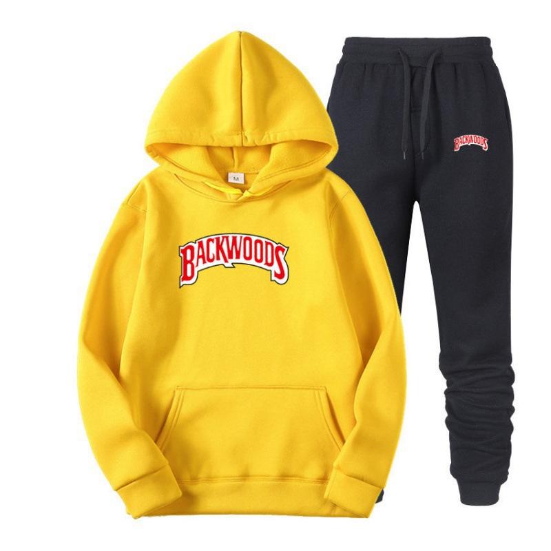 Tide brand sweater set BACKWOODS printed men's and women's fleece hoodie two-piece set