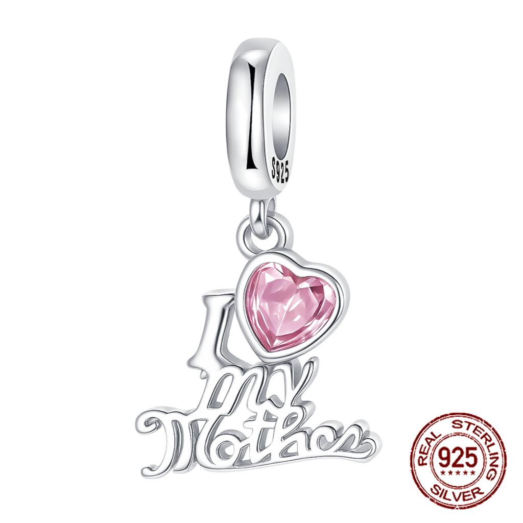 Copper Heart Shaped Daughter Mom Charm Beads Fit 4Mm Hole Diameter Bracelets Fine Diy Mother'S Day Jewelry Gift