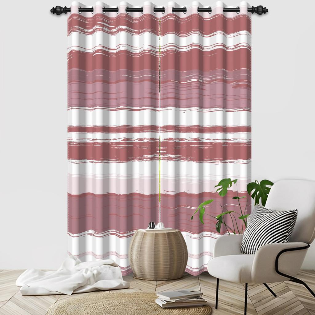 Set Of 2 Abstract Striped Pattern Curtains Multiple Colors Top Living Room Bedroom Decor Rod Pocket Curtain With Grommet Light Blocking Polyester