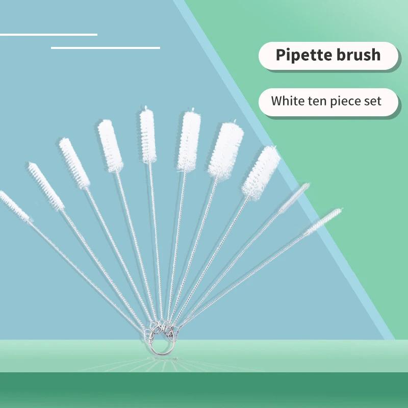 Bottle Clean Brushes 10pcs Set Stainless Steel Soft Hair Brush Pipette Straws Brushes Multipurpose Household Cleaning Tools