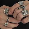 Halloween Skull Ring Set for Men Hip Hop Niche Retro Spider Exaggerated Style Ring Jewelry