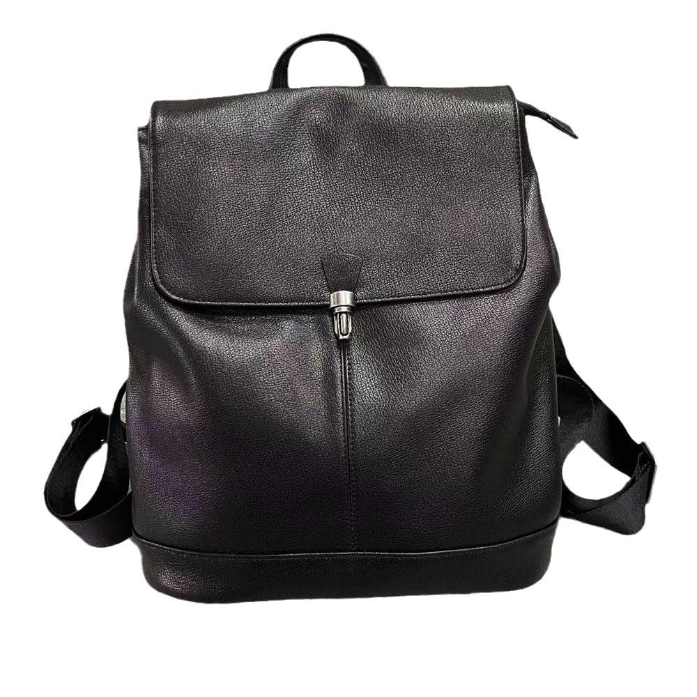 Sac à dos en cuir pour femme, tendance, antivol, pour l'école, le voyage, en cuir de vache souple noir