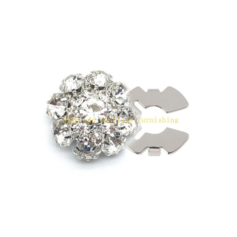 L9NB Button Covers Rhinestones Button Cover Flower Button Cover Decorative Button Attend Accessories for Shirt Jeans