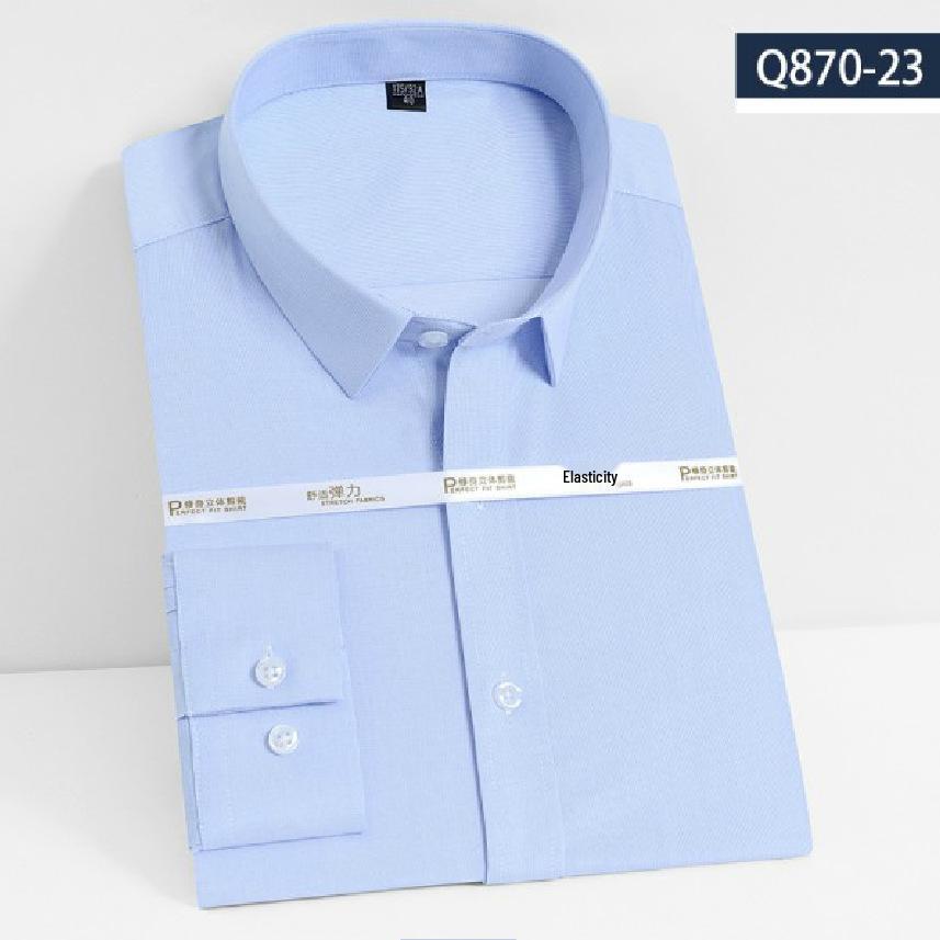 Men's 2025 Bamboo Fiber Slim Fit Long Sleeve Dress Shirt - Comfortable, Iron-Free Business Workwear