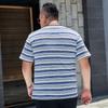 Fat Men's Fat Plus Size Loose Striped T-shirt Fat Man Oversized Popular Short-sleeved Youth Tops 200 Pounds