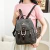 Schoolbag new retro contrasting color backpack women's large-capacity leisure travel schoolbag versatile fashion PU backpack