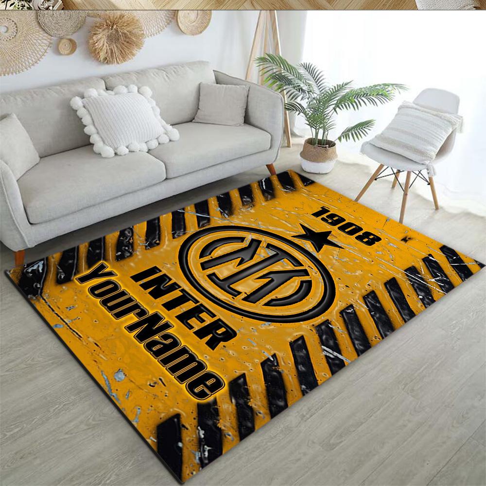 Inter Milan Customize Text Carpet Perfect for Hallway Living Rooms Balcony Entryway Anti-slip Rug Anime Office Decor Best for Christmas