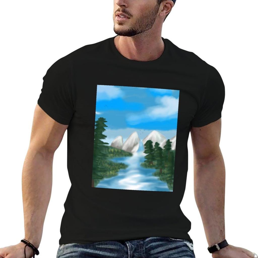 T-shirt Paesaggio Montano Taglia Grande Manica Corta per Unisex