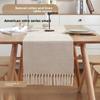 Scandinavian Style Woven Table Runner Cotton Linen Christmas Decor Solid Color Fringe Jute Tea Table Cover