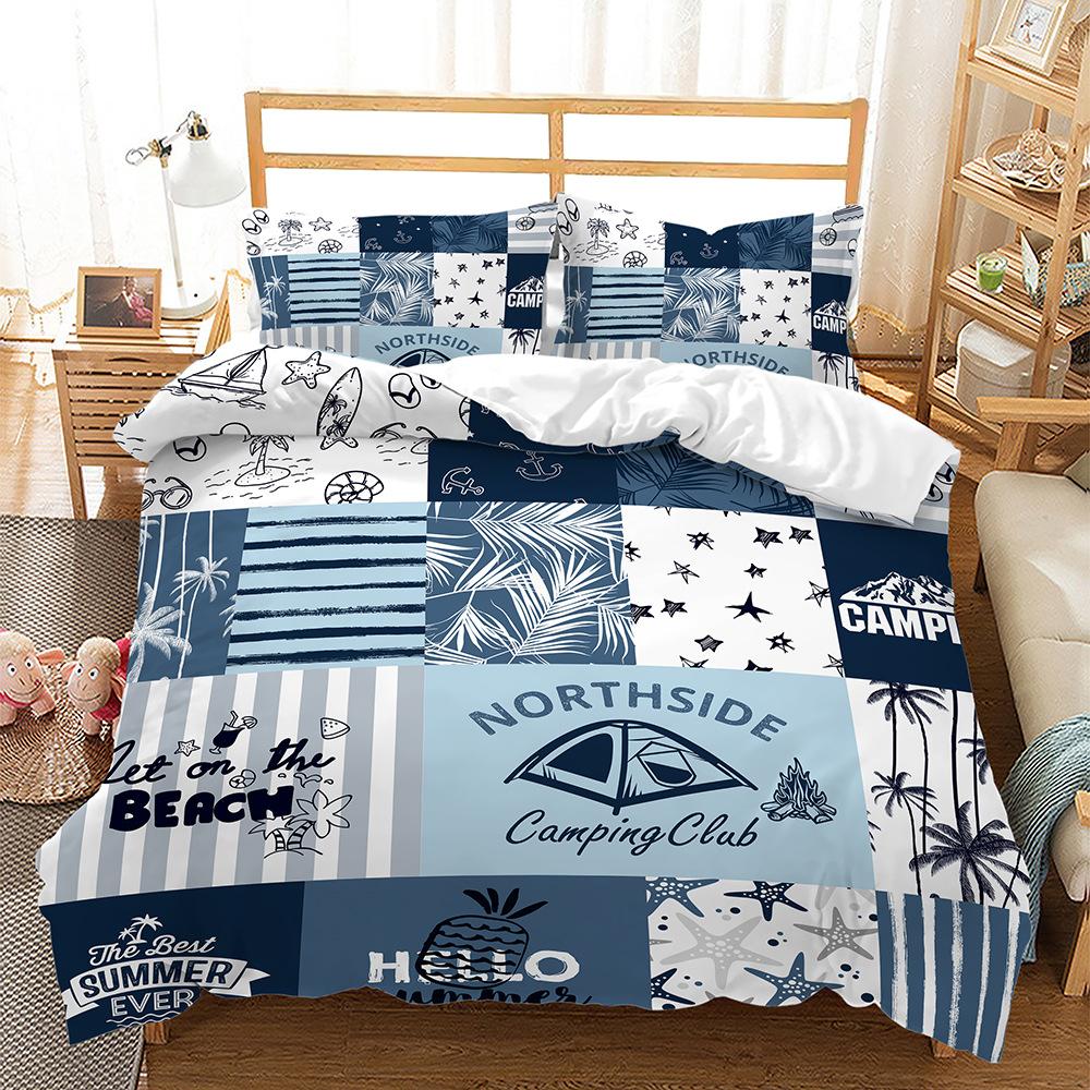Sailing Ocean Ship Bed Three-Piece Quilt Cover 3D Digital Printing Kit Four-Piece Set