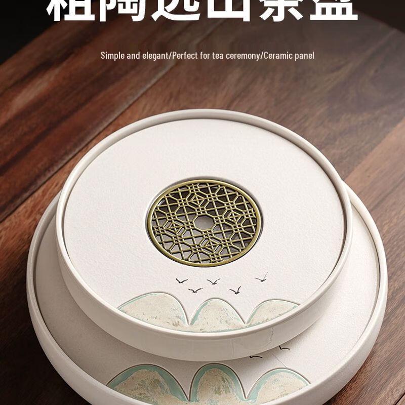 Round Ceramic Tea Tray