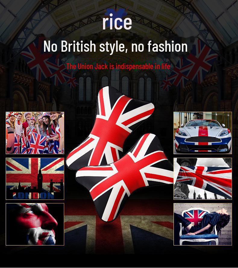 Cuscino per poggiatesta per auto in pelle stile britannico Union Jack