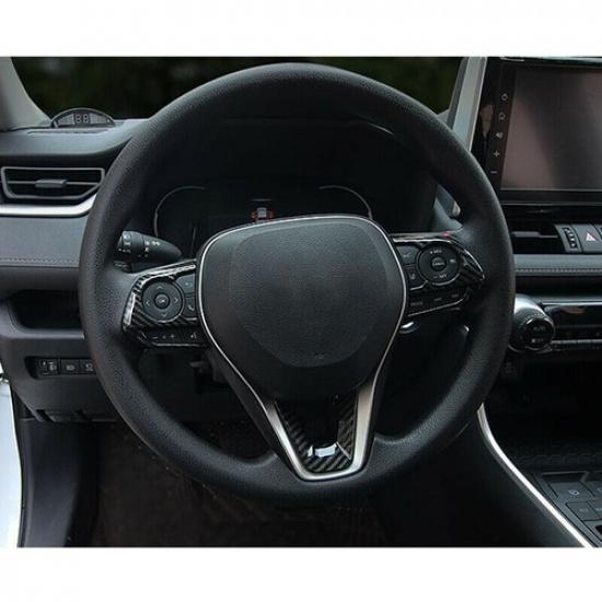 For Toyota RAV4 - Carbon Fiber Style Interior Steering Wheel Cover Trim