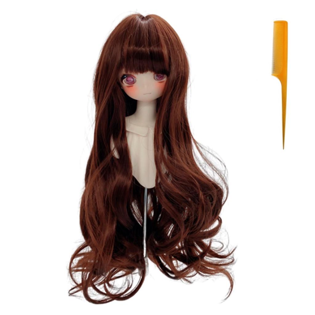 Doll Wig for Straight Heat Resistant Fits Head Circumferences of DIY Doll Hair Accessories 1/3/1/6 BJD/SD Dolls, Curly, Long, Hair, (180°C), 6-7