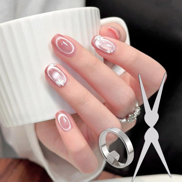 Quick Hollow Cat Eye Nail Magnet Tool Strong French Ring Magnetic Manicure Kit Beginner-Friendly DIY Nail Art Auxiliary Tool