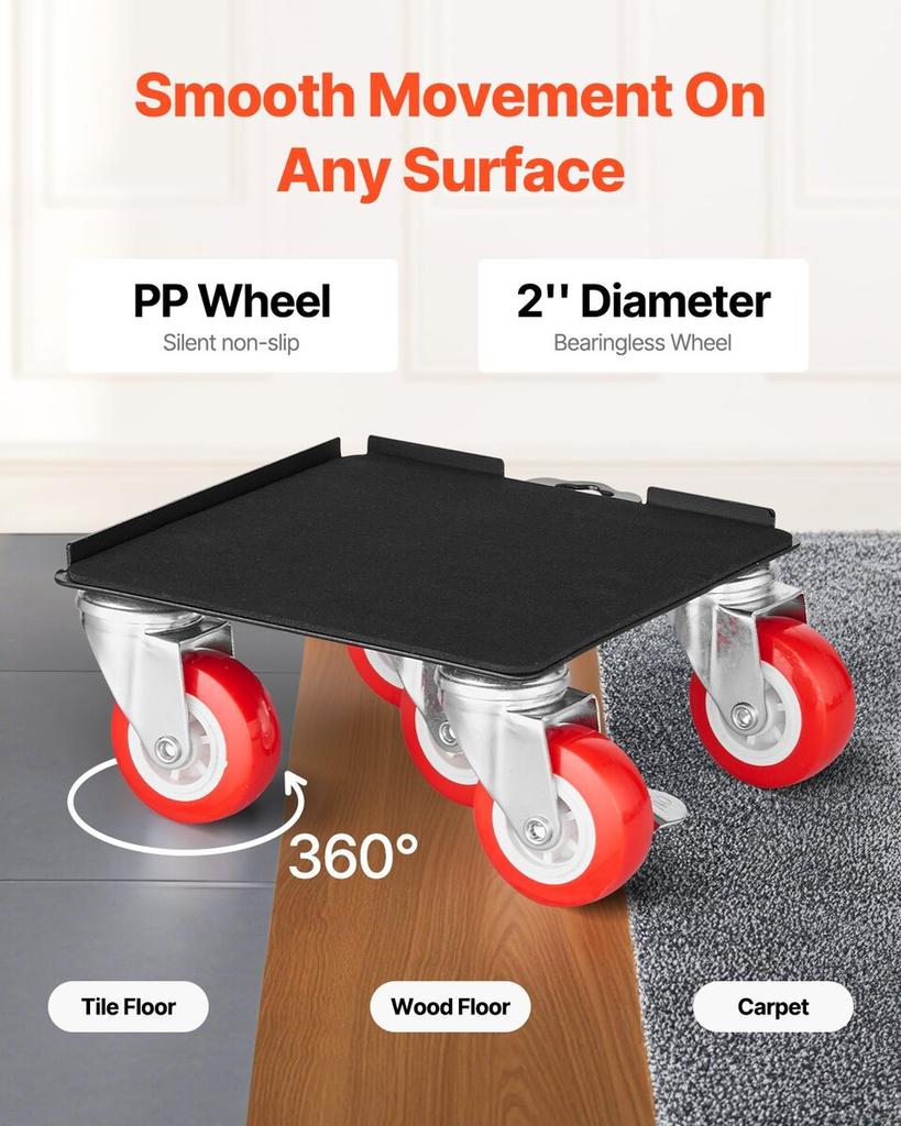 Furniture Dolly Heavy Duty Furniture Mover with 5 Wheels 3474 lbs Capacity