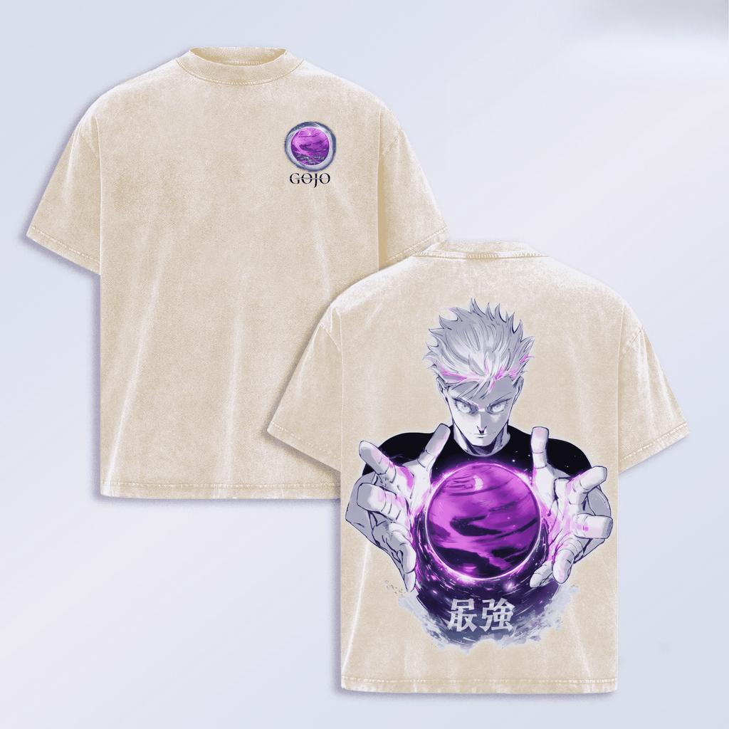 Jujutsu Kaisen Gojo Satoru T-shirt Anime Trendy Washed Y2k T Shirt Men's Unisex Clothing Summer Short Sleeve Cotton Tees Tops