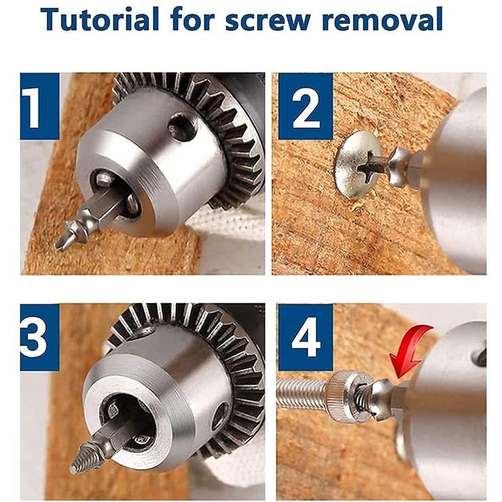 Damaged Screw Extractor Set – 6-Piece Stripped Bolt Remover Tool Kit With Drill Bits, HSS Steel With Titanium Coating, Sizes #0-#4