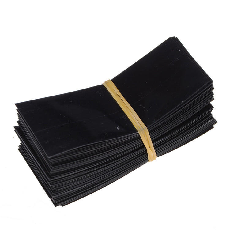 

100 шт. Термозбіжна ПВХ трубка для обгортання акумуляторів 18650, попередньо нарізана чорний