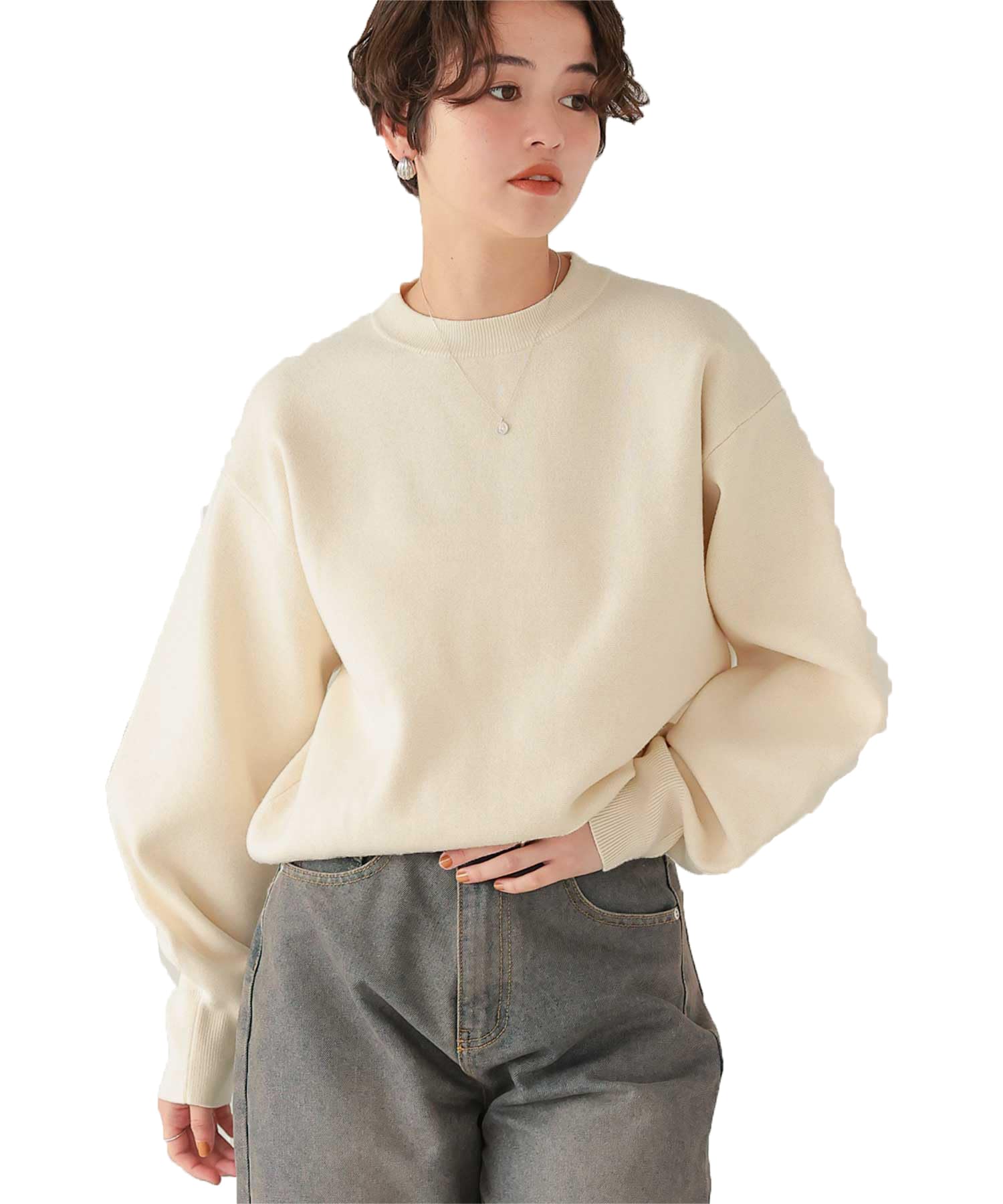 

Titibait Свитшот с круглым вырезом, свободный, цвета слоновой кости, трикотаж, как у свитшота, AEXP4181, Женский, Размер, слоновая кость