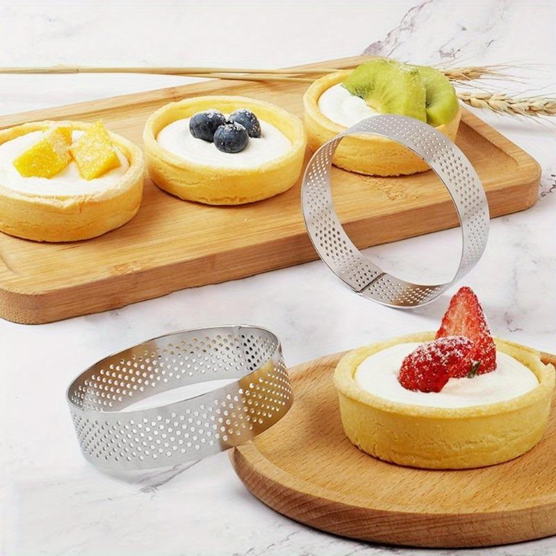 Non-Stick Perforated Tart Ring Set Stainless Steel Mousse Cake Mold Baking Tools for Dessert Decoration Kitchen Accessories