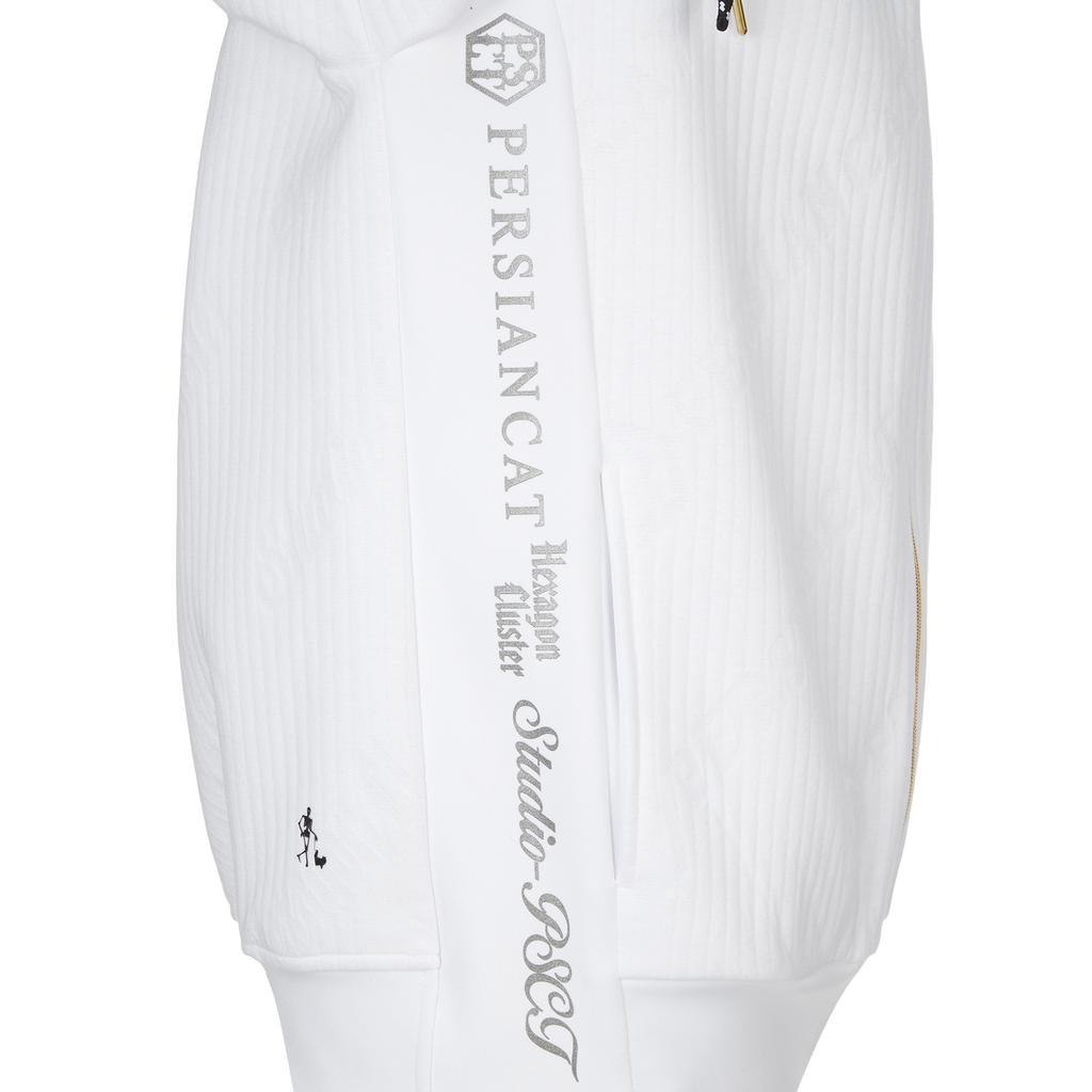 Persiancat Golf Logo Jacquard Jersey Zip-Up Hoodie White