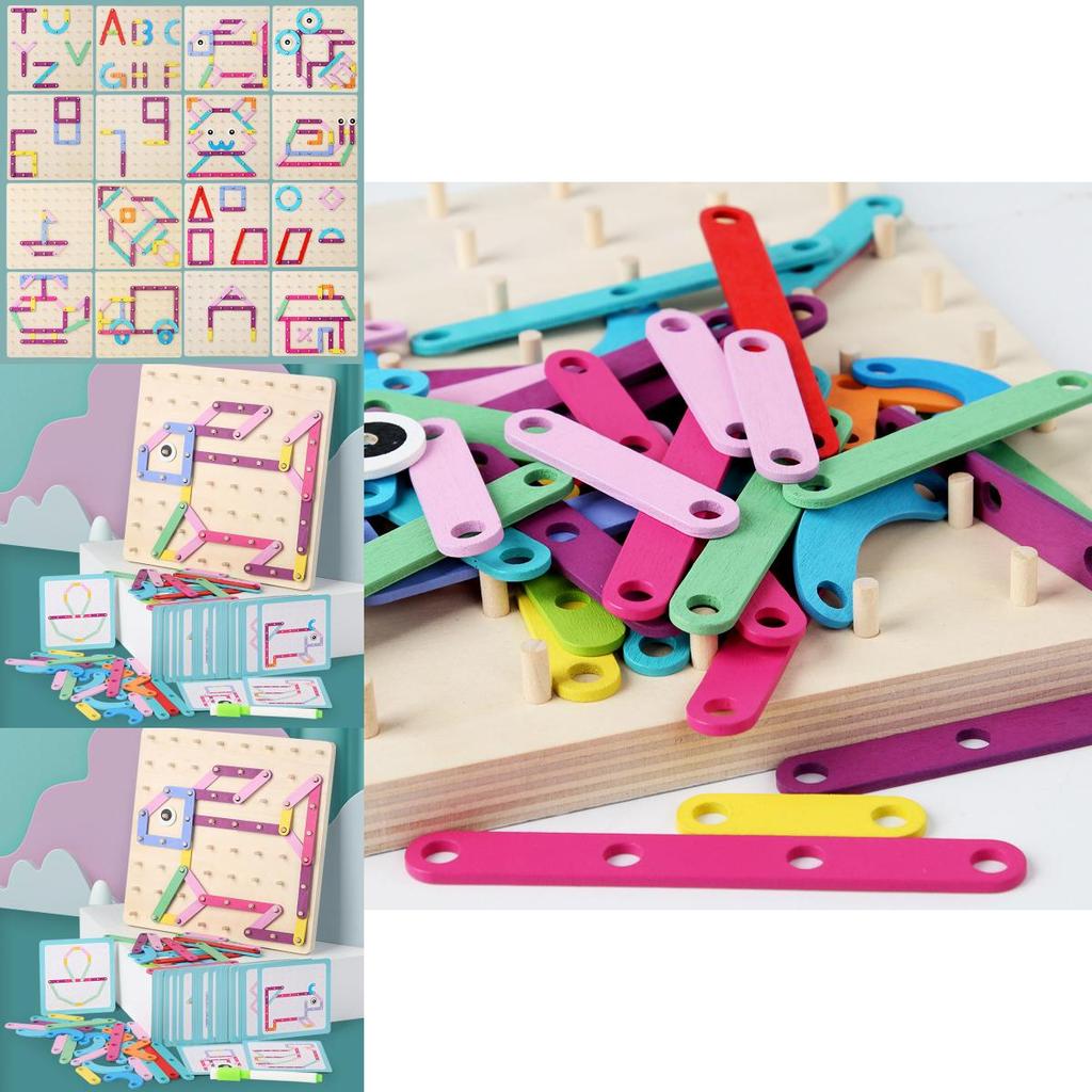 Wooden Creative Geometry Shapes Diy Puzzle Board Drawing Children Puzzle Toy For Babies Educational Puzzle Toy