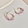 Pinkdudu Fashion New Twist C Shape Purple Stud Earrings Simple Creative Cream White Geometric Earrings for Women Jewelry PD1361