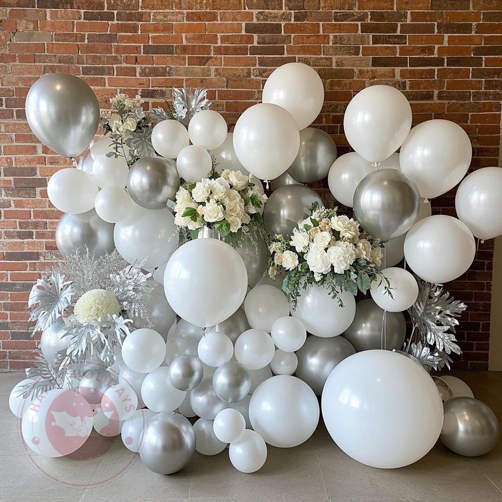 5inch-36inch White Gold Silver Metallic Chrome Balloons Wedding Happy Birthday Party Decoration Valentine's Day Globos Ballon