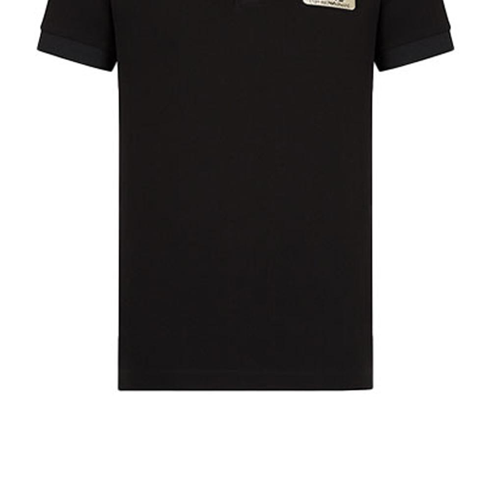 EMPORIO ARMANI EA7 Polo Shirts Men's Black Polo Collar Moderate Straight Fit 3LPF09P-J5AZ-1200