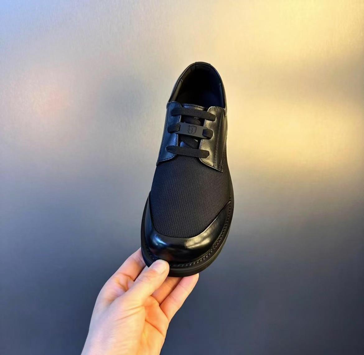 

Knob button men s shoes genuine leather cowhide mesh breathable thin mesh men s business soft sole casual mesh shoes Korea 44