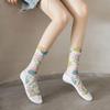 Flower Embroidery Crystal Silk Socks Summer Elastic Long Socks Hollow Out Thin Breathable Mesh Lace Socks Ultra-thin Transparent