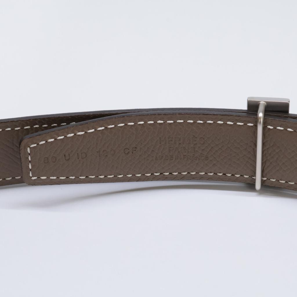 HERMES Mini Constance Maltre Belt Buckle & Leather Belt Kit, 24 U-stamped, Reversible Swift/Epsom Leather belt 80 Black/Etoupe PalladiumUsed